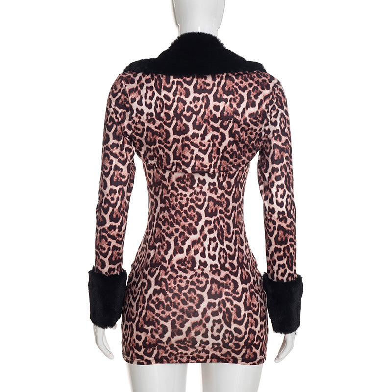 Women’s Leopard Print Dress and Jacket Set