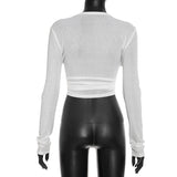 Women’s Long Sleeve Twist Front Crop Top