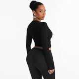 Women’s Long Sleeve Twist Front Crop Top