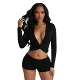 Women’s Long Sleeve Twist Front Crop Top