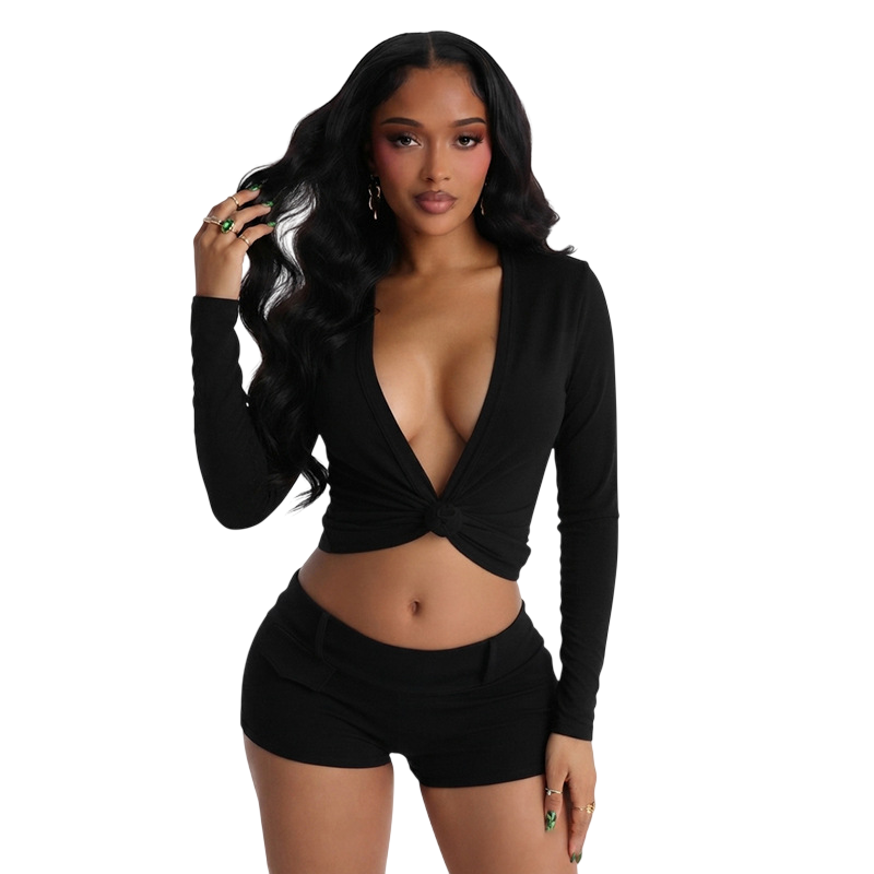 Women’s Long Sleeve Twist Front Crop Top