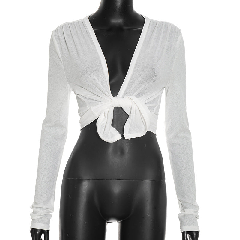 Women’s Long Sleeve Twist Front Crop Top
