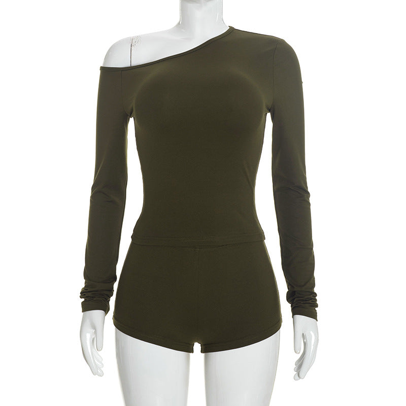 Women’s One Shoulder Top and Shorts Set