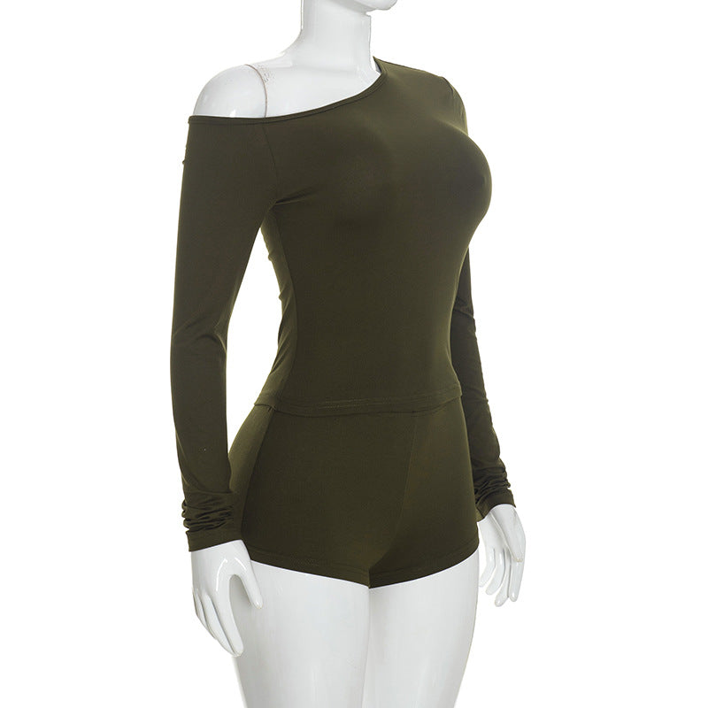 Women’s One Shoulder Top and Shorts Set