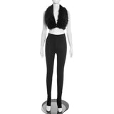 Women’s Faux Fur Vest and Leggings Set