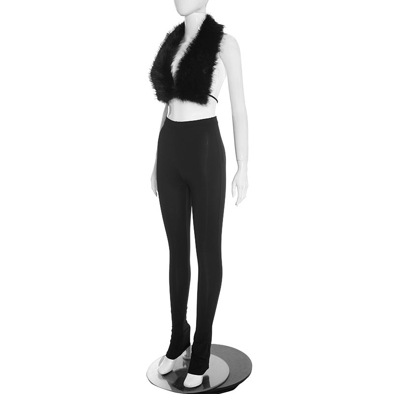 Women’s Faux Fur Vest and Leggings Set