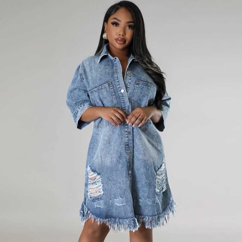Women’s Distressed  Shirt Dress