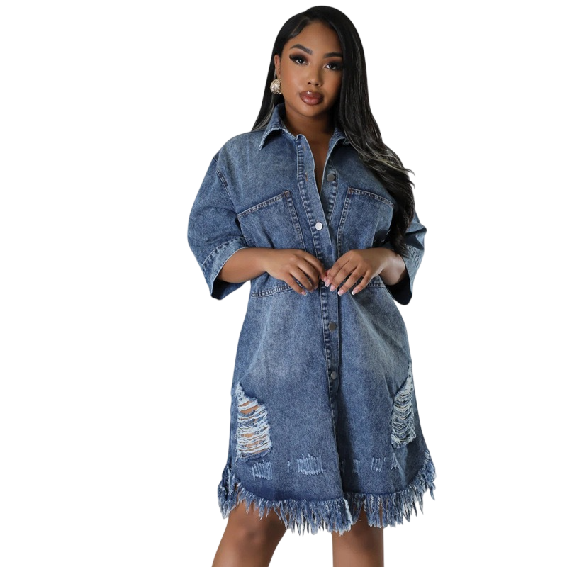 Women’s Distressed  Shirt Dress