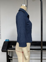 Women’s Pleated Button Front Long Sleeve Top