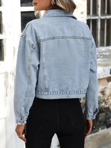 Women’s Cropped Denim Button Front Jacket
