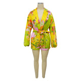 Women’s Floral Belted Blazer Shorts Set