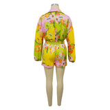 Women’s Floral Belted Blazer Shorts Set