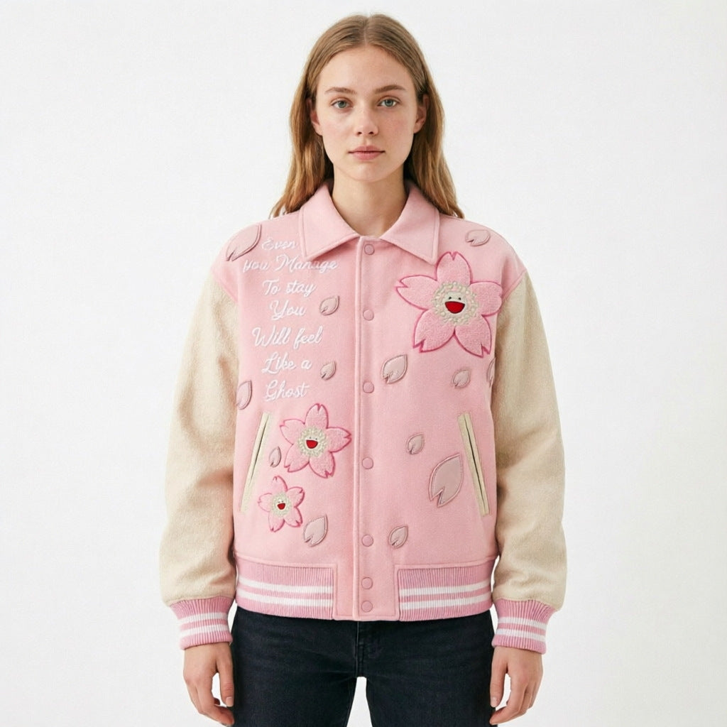 Women’s Floral Embroidered Varsity Jacket