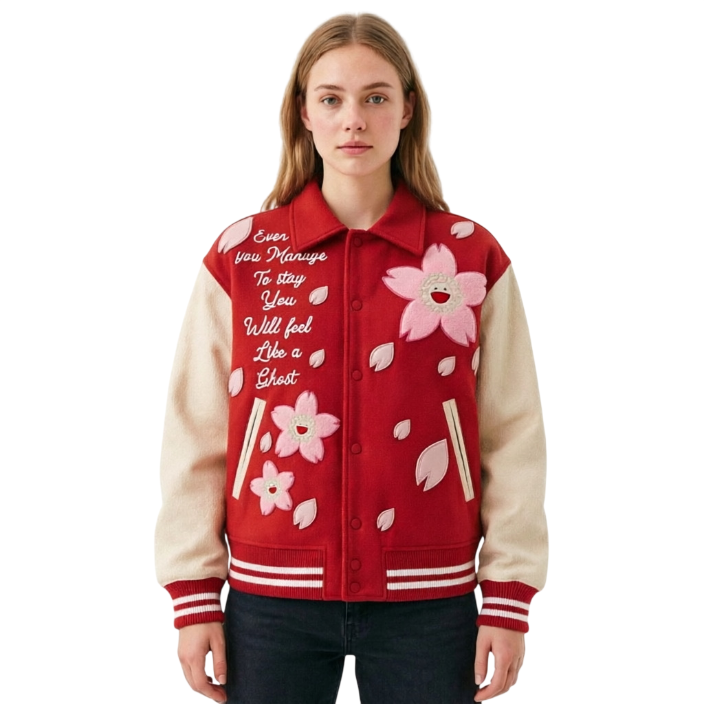 Women’s Floral Embroidered Varsity Jacket