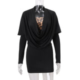 Women’s Draped Cowl Neck Mini Dress