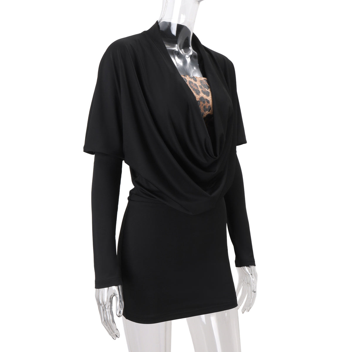 Women’s Draped Cowl Neck Mini Dress