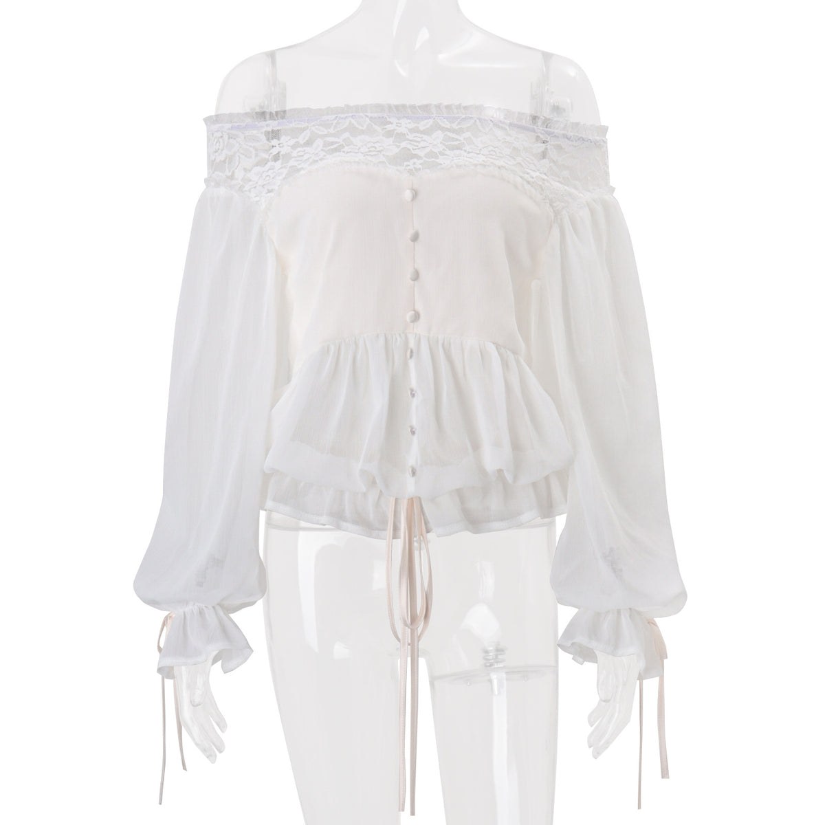 Women’s Lace Off Shoulder Ruffle Romper