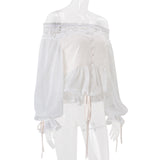 Women’s Lace Off Shoulder Ruffle Romper