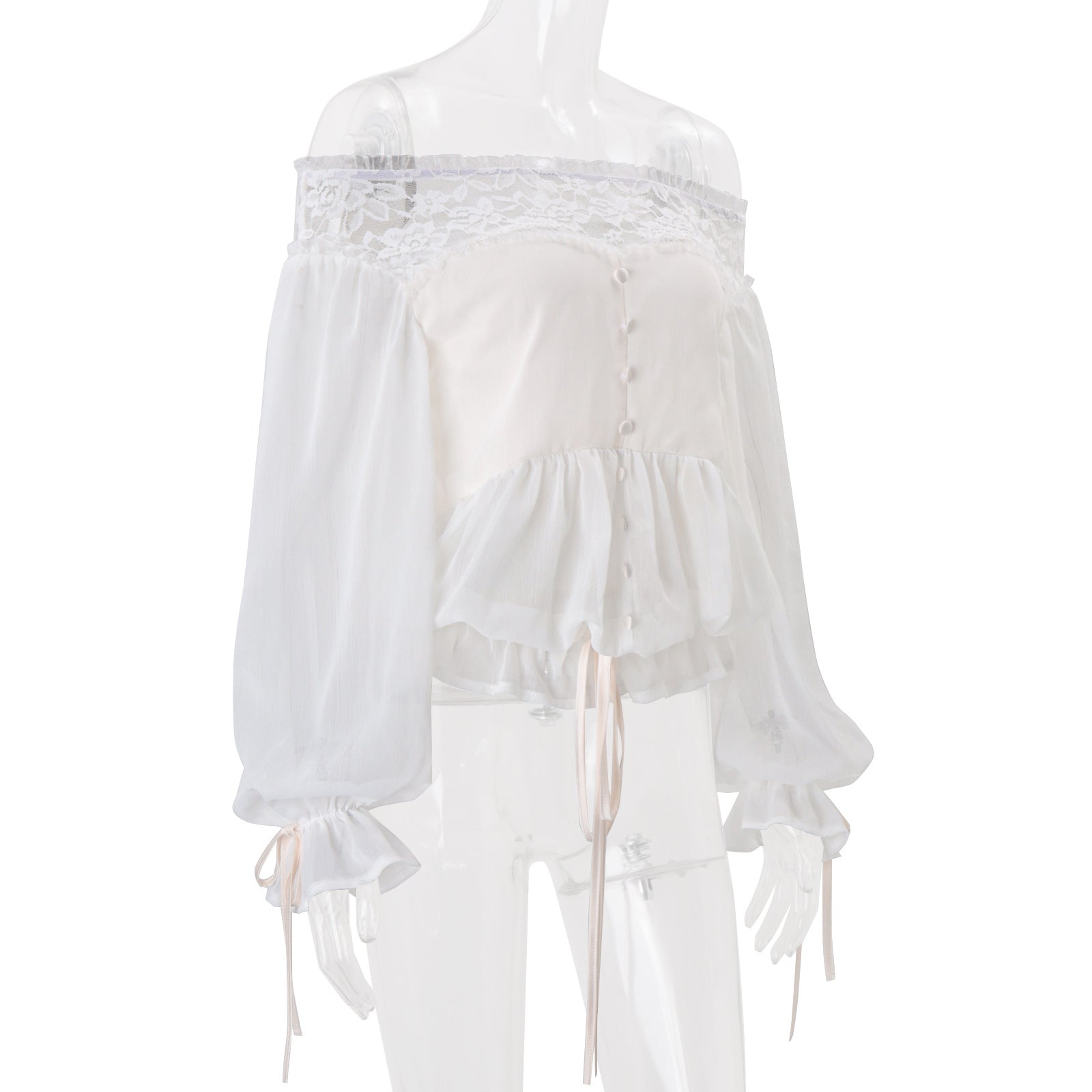 Women’s Lace Off Shoulder Ruffle Romper