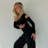 Women’s Mesh Cutout Long Sleeve Romper