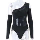 Women’s Mesh Cutout Long Sleeve Romper