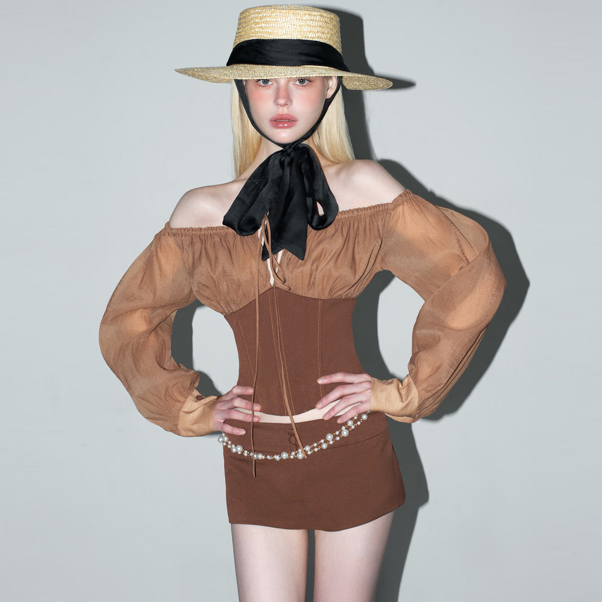 Women’s Off Shoulder Corset Mini Skirt Set