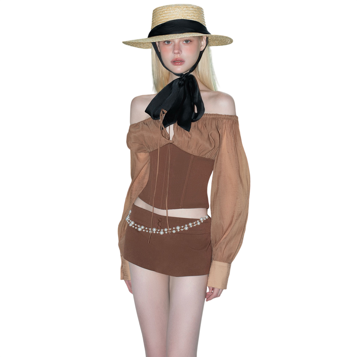 Women’s Off Shoulder Corset Mini Skirt Set