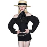 Women’s Off Shoulder Corset Mini Skirt Set