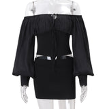 Women’s Off Shoulder Corset Mini Skirt Set