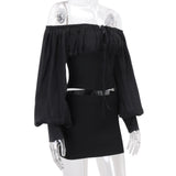 Women’s Off Shoulder Corset Mini Skirt Set
