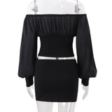 Women’s Off Shoulder Corset Mini Skirt Set