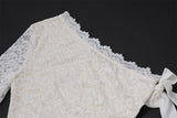 Women’s One Shoulder Lace Ruched Maxi Dress