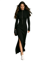 Women’s Ribbed Zip Front Maxi Dress