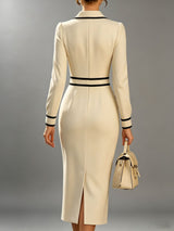 Women’s Contrast Trim Button Front Midi Dress
