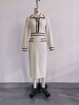 Women’s Contrast Trim Button Front Midi Dress