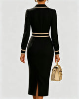 Women’s Contrast Trim Button Front Midi Dress