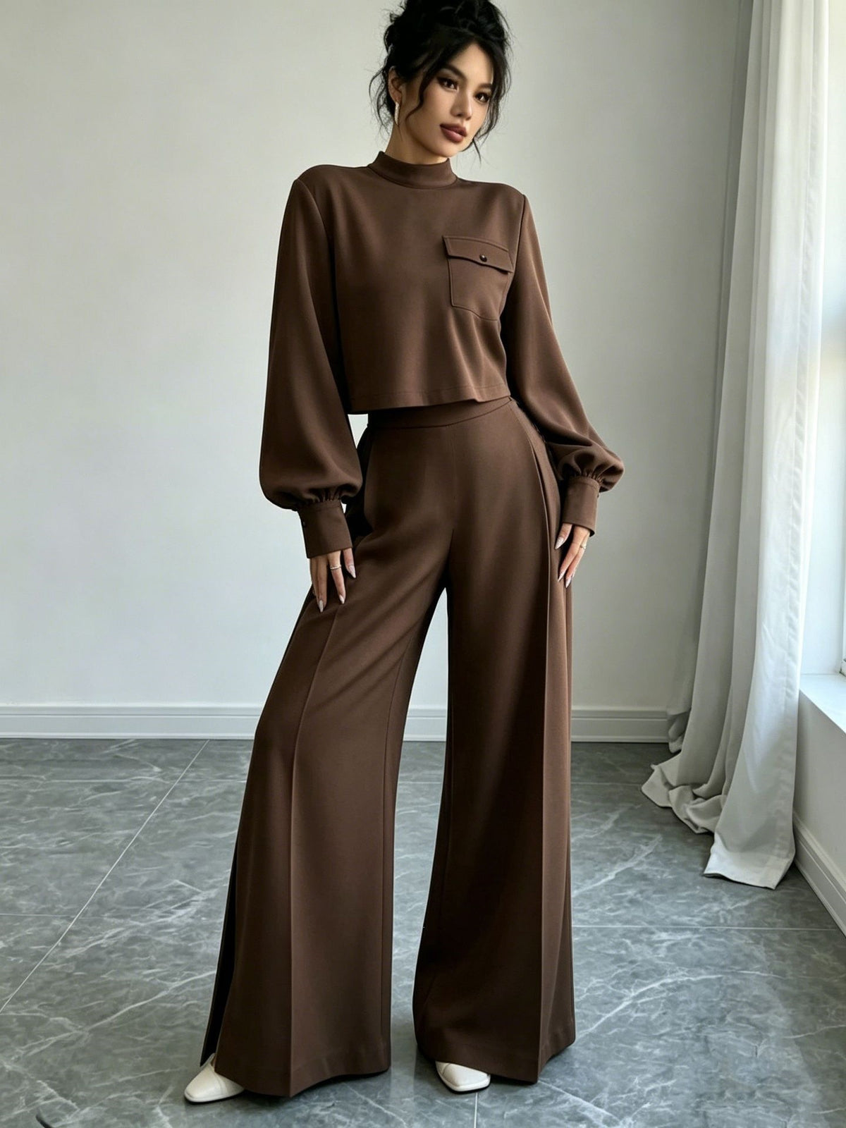 Women’s Cropped Top & Wide Leg Pants Set