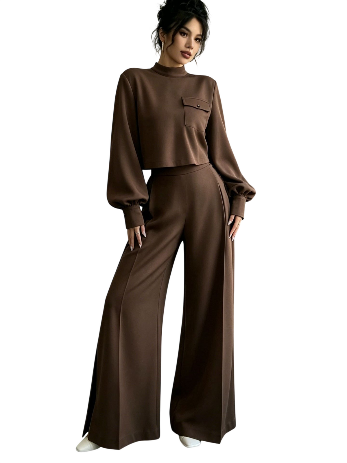 Women’s Cropped Top & Wide Leg Pants Set