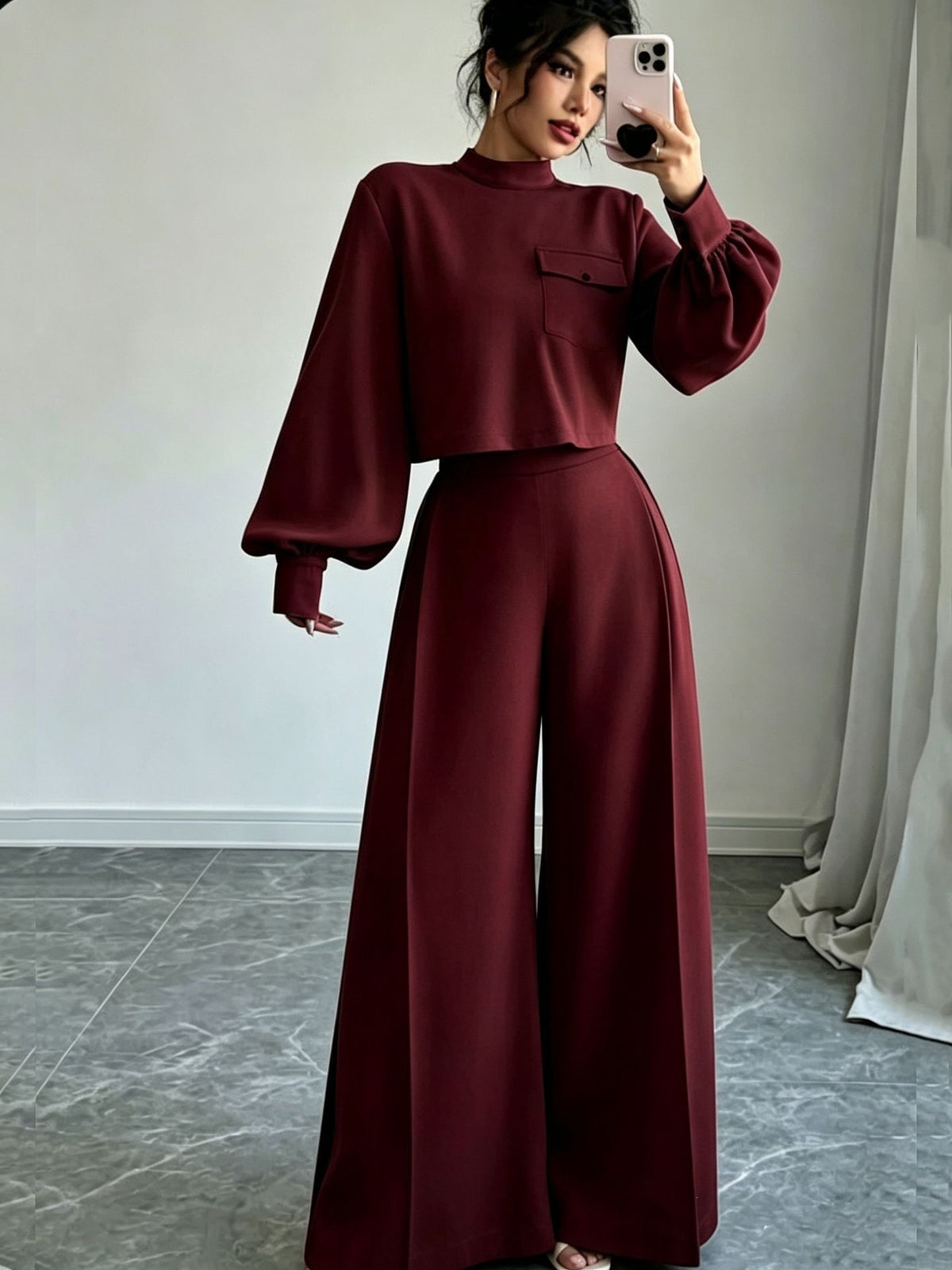 Women’s Cropped Top & Wide Leg Pants Set