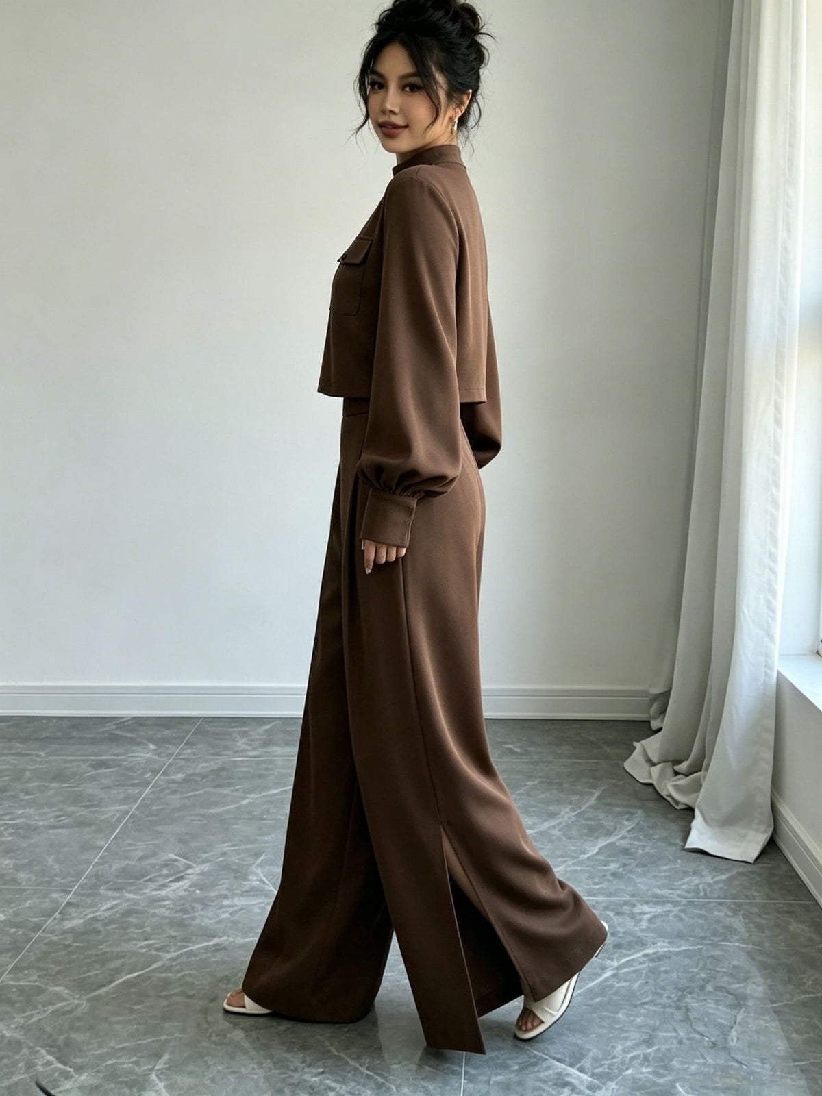 Women’s Cropped Top & Wide Leg Pants Set