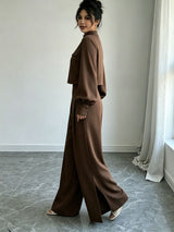 Women’s Cropped Top & Wide Leg Pants Set
