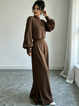 Women’s Cropped Top & Wide Leg Pants Set