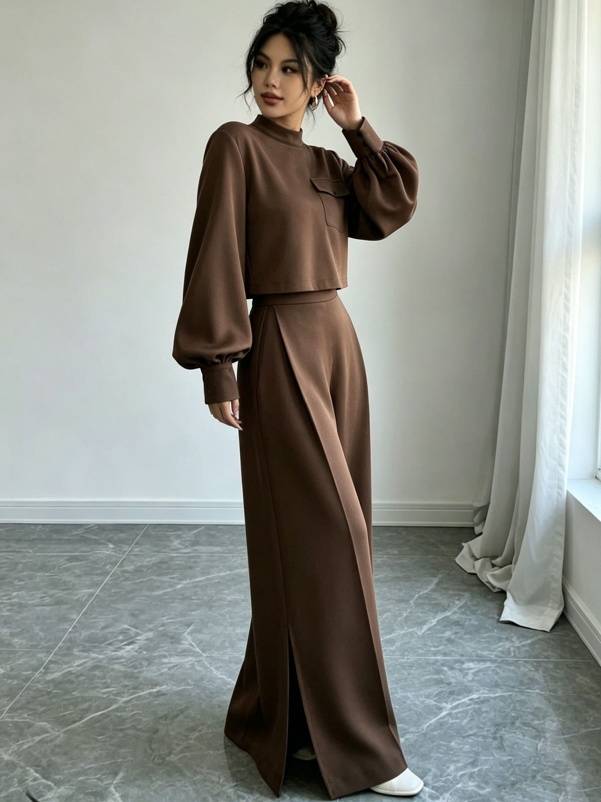 Women’s Cropped Top & Wide Leg Pants Set