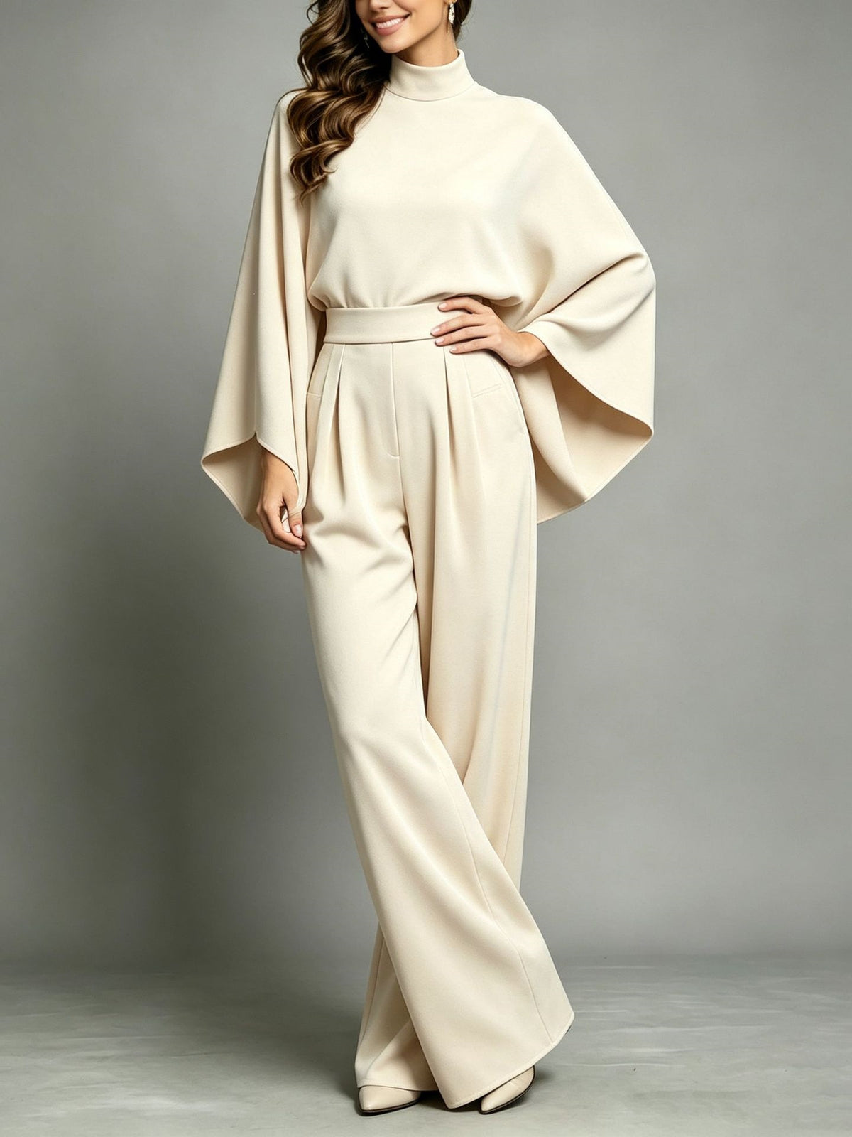 Women’s Turtleneck Top & Wide Leg Pants Set