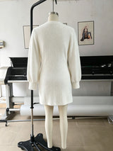 Women’s Fuzzy V-Neck Long Sleeve Mini Dress