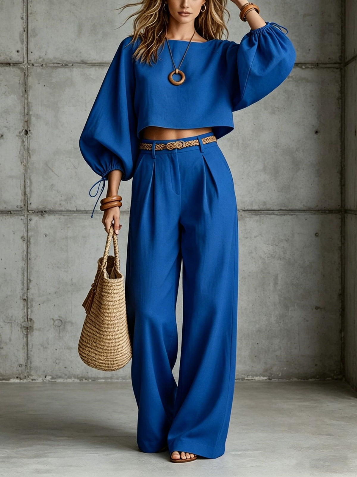 Women’s Cropped Top & Wide Leg Pants Set