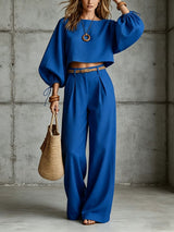 Women’s Cropped Top & Wide Leg Pants Set