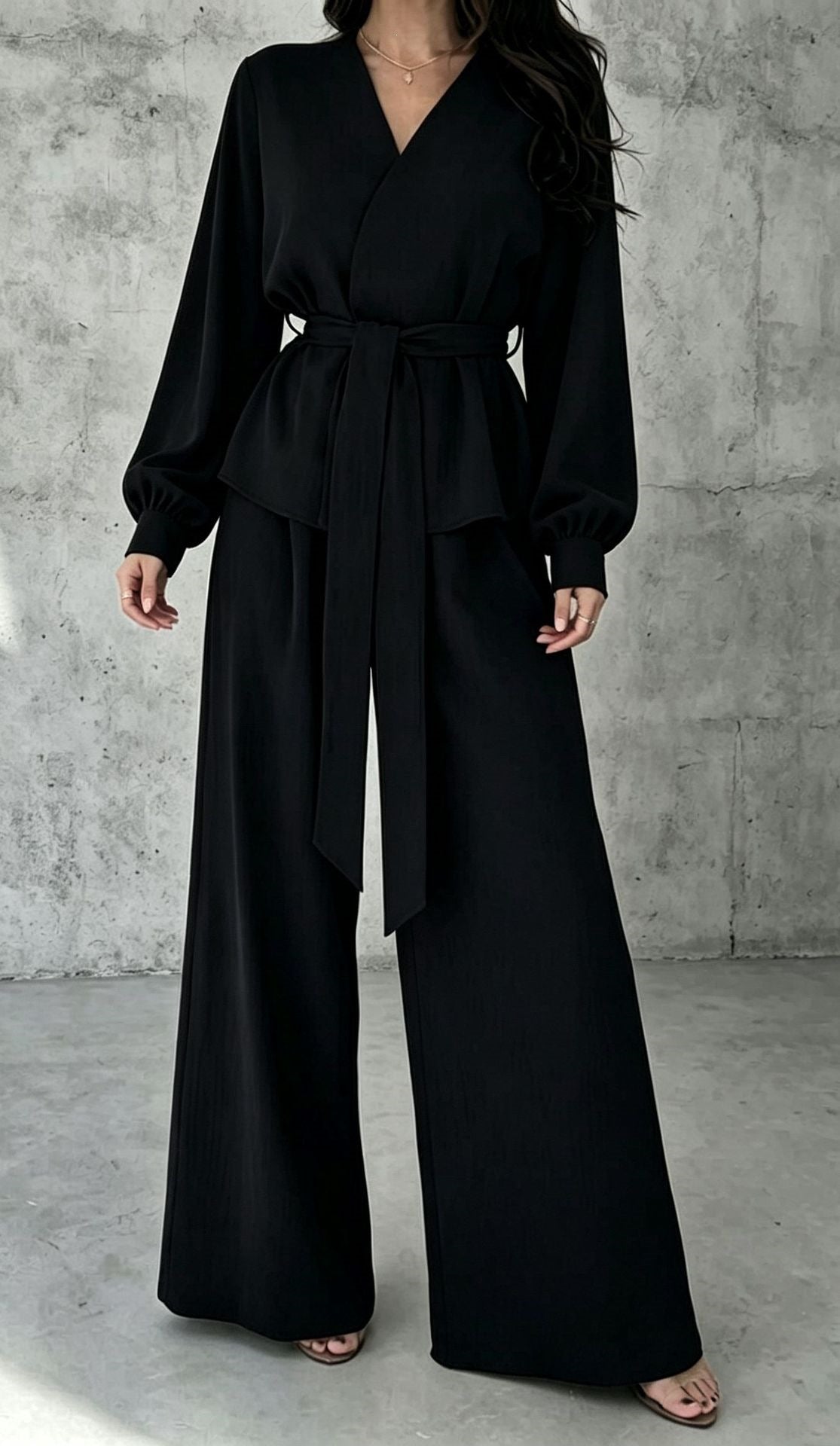 Women’s Wrap Top & Wide Leg Pants Set