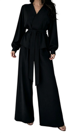 Women’s Wrap Top & Wide Leg Pants Set