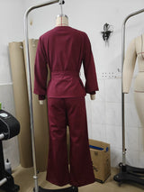 Women’s Wrap Top & Wide Leg Pants Set
